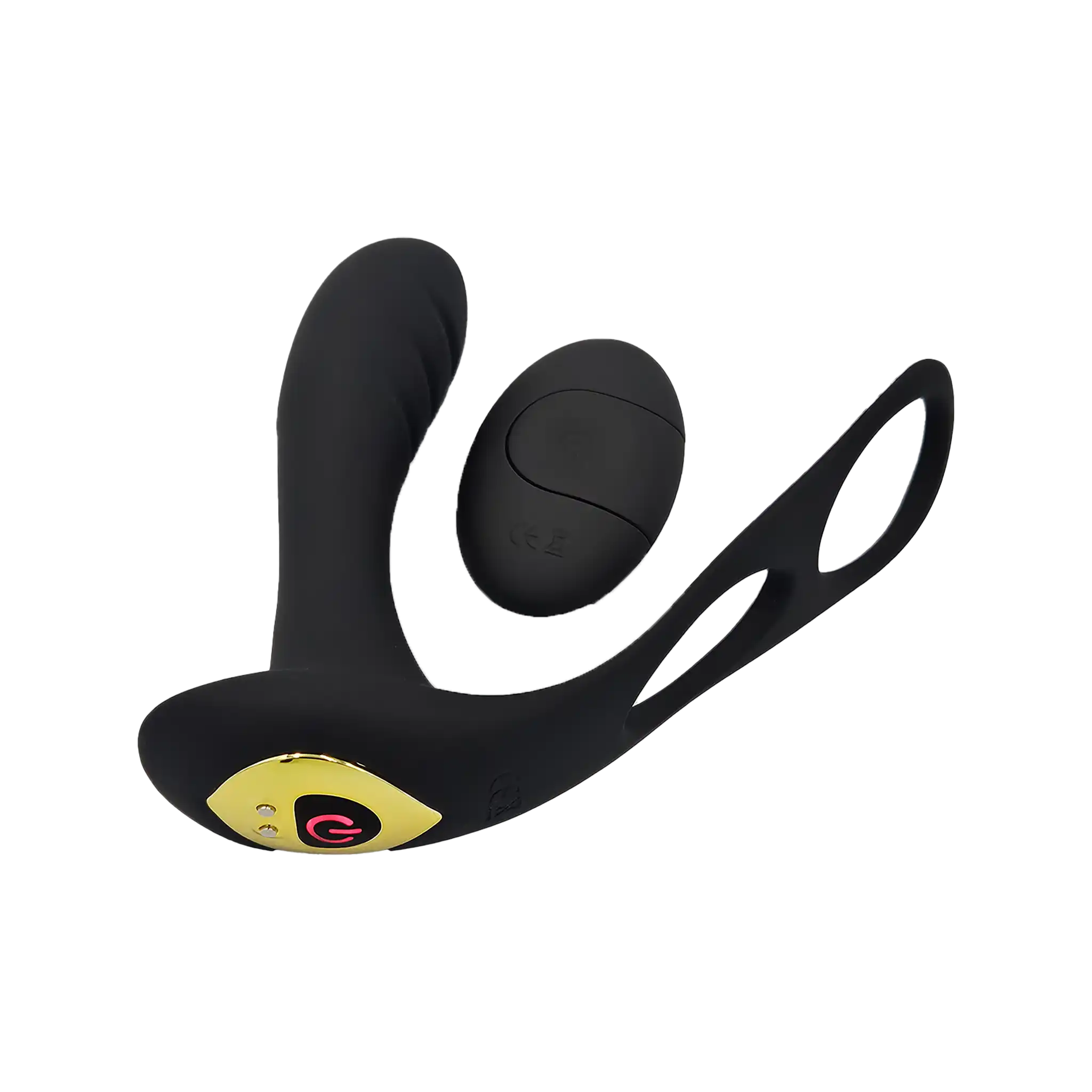 Remote Control Vibrating Dildo & Cock Ring Black