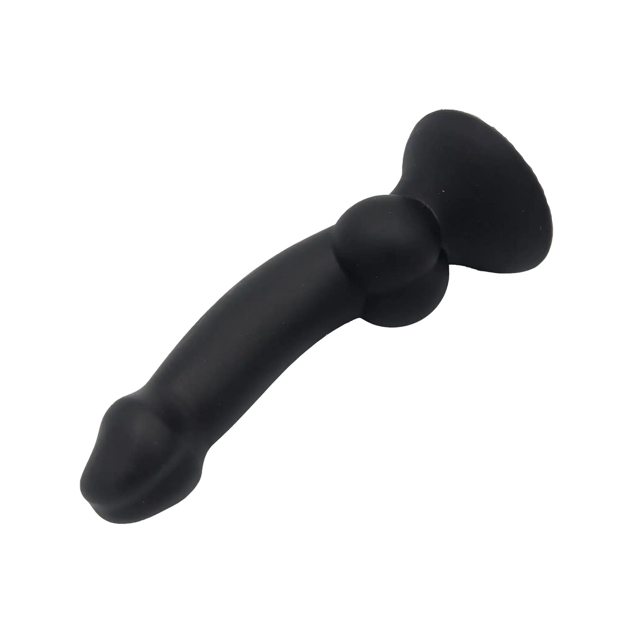 Silicone Dildo And Balls With Suction Cup Black
