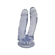 Double Dildo With Suction Cup Transparent Blue