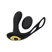 Remote Control Vibrating Dildo & Cock Ring Black